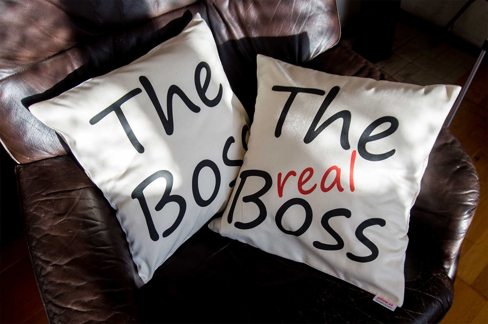 Darčekové vankúše s nápisom The real Boss