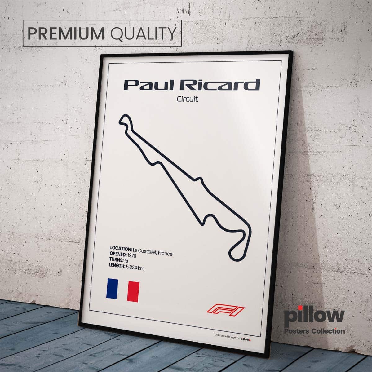 Plagát Paul Ricard – Ikonický pretekársky okruh Formuly 1 v Francúzsku, dostupný s bielym pozadím pre štýlový interiér.