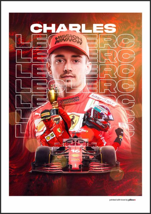 Štýlový plagát s Charlesom Leclercom, ikonou F1