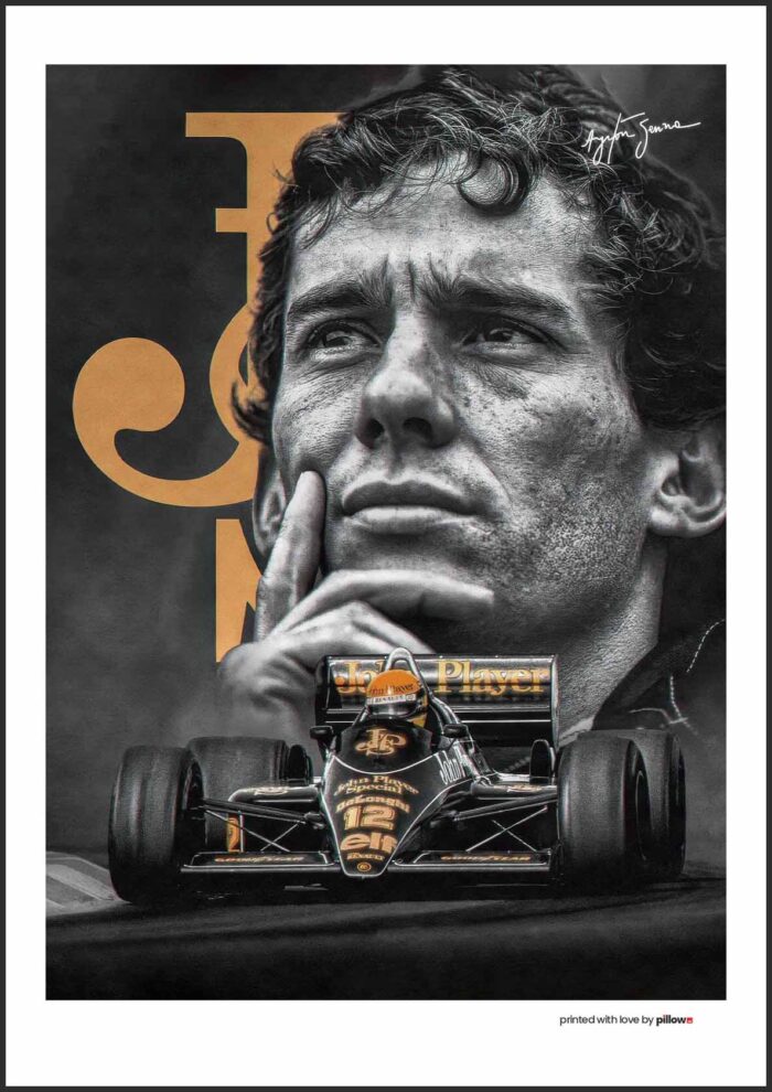 Plagát Ayrton Senna v pretekárskej kombinéze