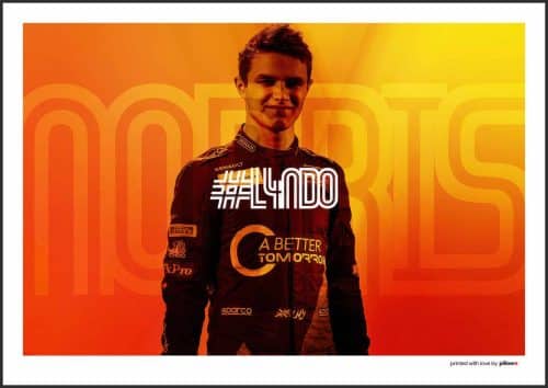 Štýlový plagát s Landom Norrisom – ideálny doplnok pre fanúšikov F1, dostupný v rôznych velkostiach.