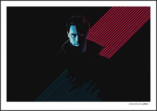 Filmový poster s motívom Terminátora v akčnom prevedení, kvalitný papier a hliníkový rám, rozmery od A3 až A0.