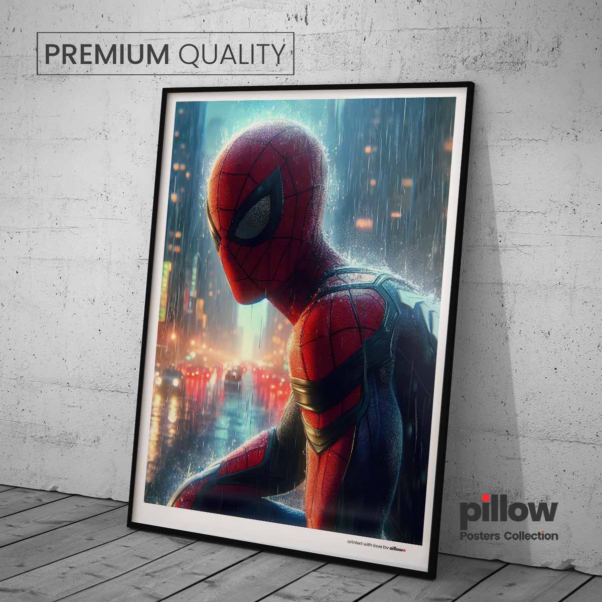 Plagát s motívom Spider-Man, inšpirovaný filmovými scénami Marvel universa.