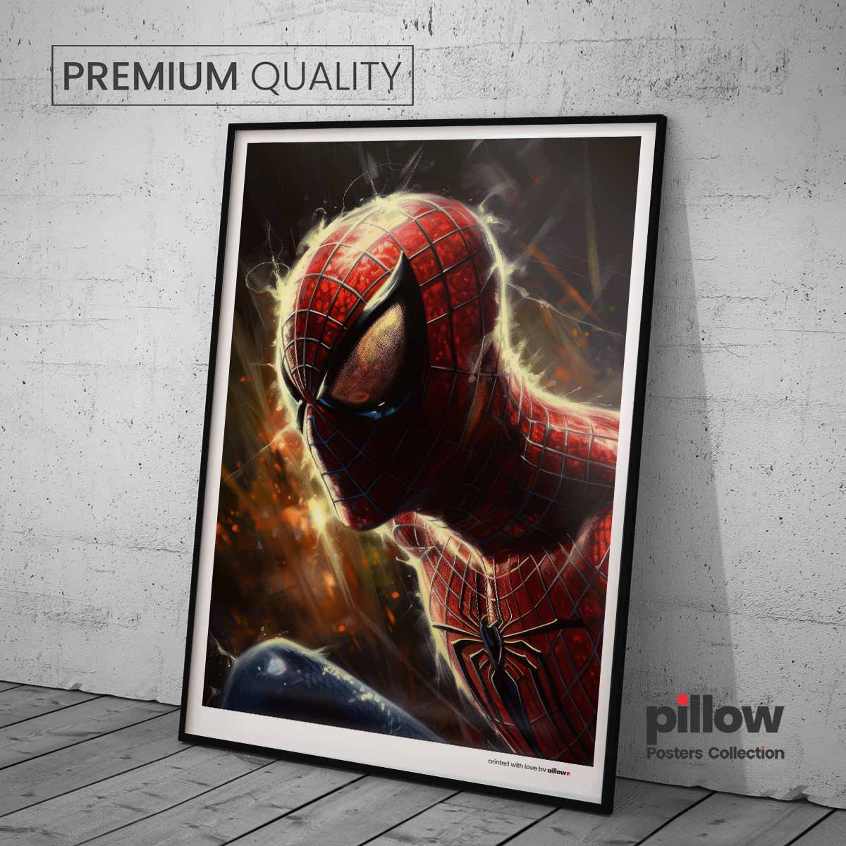 Plagát s motívom Spider-Man, inšpirovaný filmovými scénami Marvel universa.