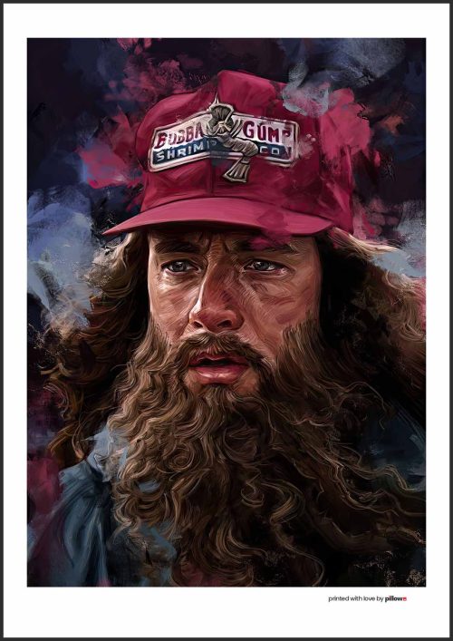 Umelecký plagát Forest Gump: kvalitný portrét s kreatívnym dizajnom, ideálny pre milovníkov filmu a umeleckého štýlu.