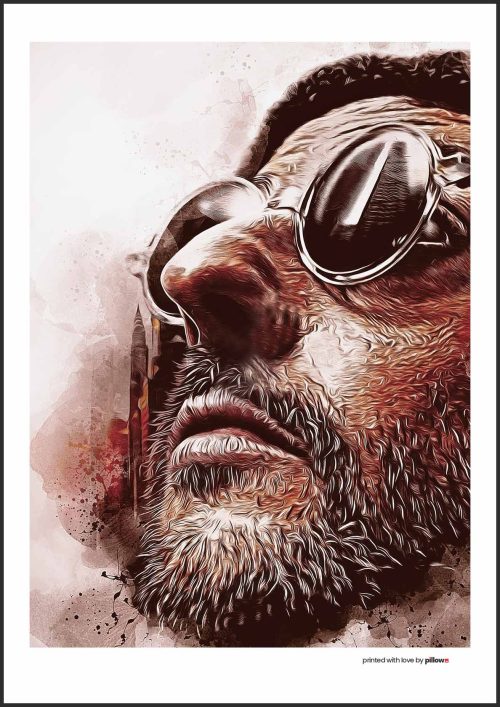 Umelecky spracovaný poster s J. Renom ako Leon, zachytávajúci temnú atmosféru filmu