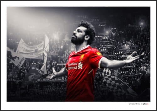 Mohamed Salah – prémiový futbalový plagát pre zberateľov a fanúšikov s detailným spracovaním.