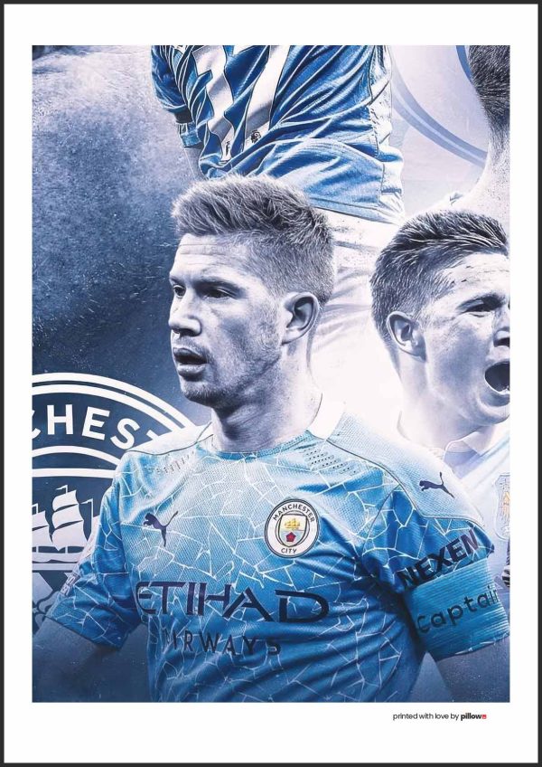 Plagáty Kevin De Bruyn – ikona presnosti a kreativity Manchester City na stene tvojho izby.
