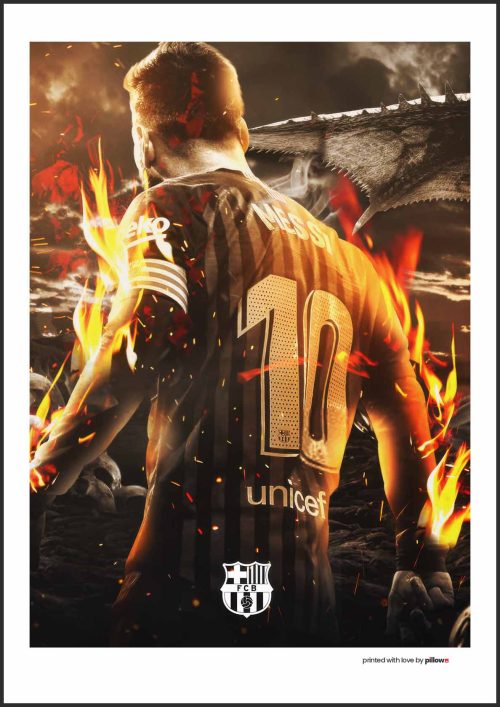 Lionel Messi v akcii počas medzinárodného zápasu na plagáte