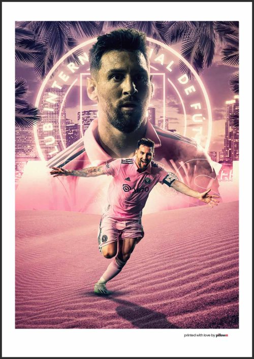 Plagát s Lionelom Messim a jeho futbalovými úspechmi
