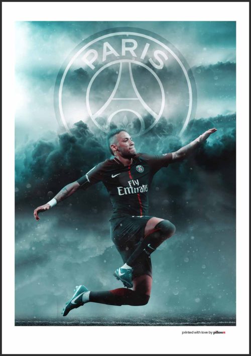 Prémiový Neymar Jr. plagát 50x70 cm s čiernym rámom a stálofarebným papierom. Perfektný doplnok na stenu do detskej izby, kancelárie alebo moderného bytu