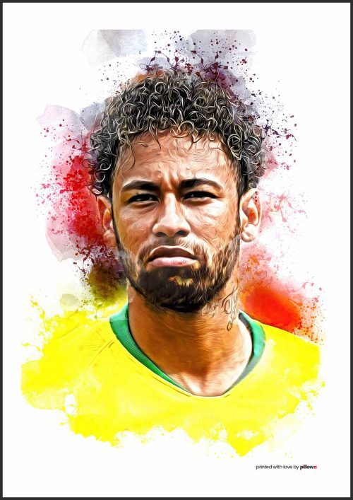 Neymar Jr. plagát 100x70 cm s čiernym plátnom a hliníkovým rámom. Stálofarebný poster s antireflexným sklom, ideálny do kancelárie alebo obývačky