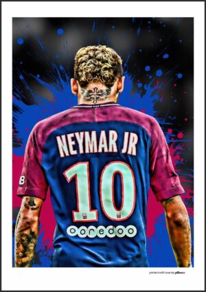 Neymar Jr. plagát 40x30 cm s čiernym rámom a stálofarebným plátnom. Perfektný plagát na stenu do obývačky, pracovného priestoru či detskej izby