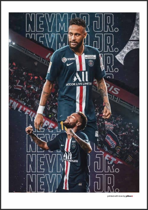 Prémiový plagát Neymar – kvalitná tlač, viacero veľkostí, s rámom alebo bez, skvelý darček pre športových nadšencov.