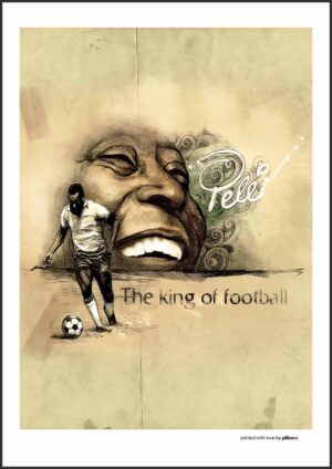 Pelé poster 70x100 cm s kovovým rámom a antireflexným sklom. Stálofarebný plagát na stenu pre futbalových nadšencov do každej miestnosti