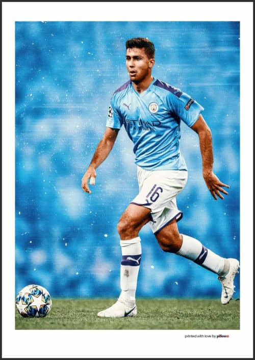 Plagát Rodri, profesionálna tlač na kvalitný fotopapier, ideálny doplnok pre fanúšikov futbalu.