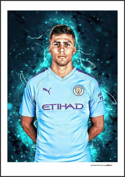 Plagát Rodri, profesionálna tlač na kvalitný fotopapier, ideálny doplnok pre fanúšikov futbalu.