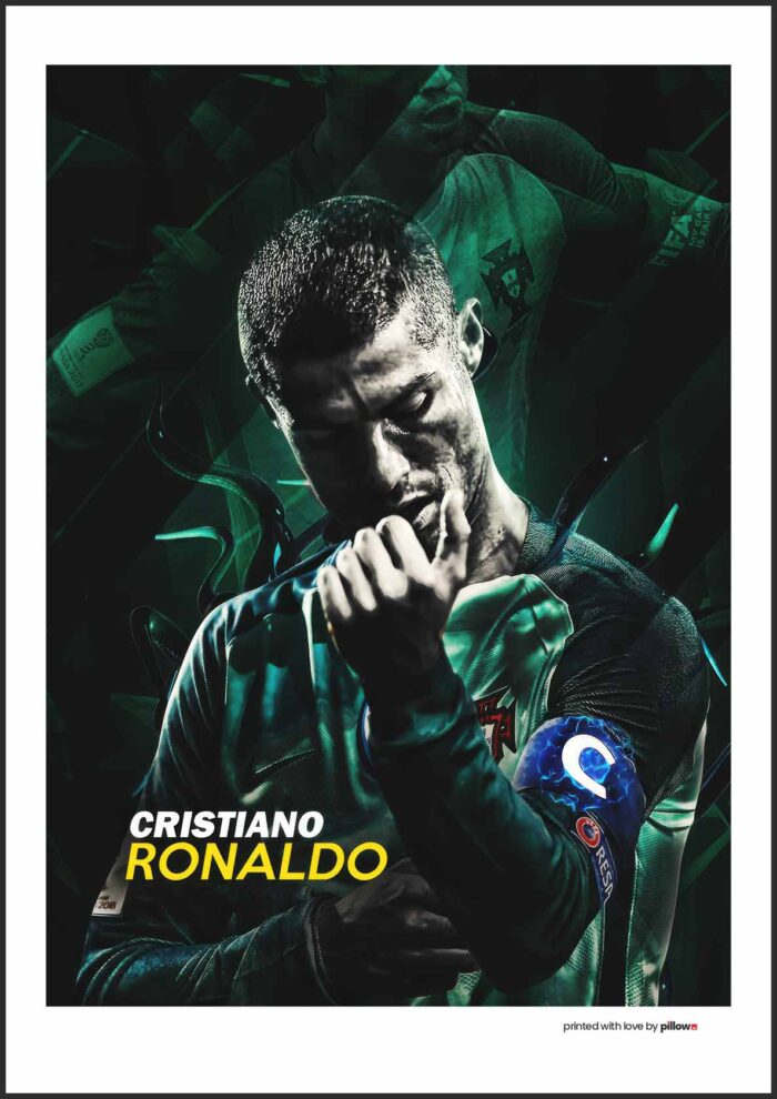 Stálofarebný plagát Cristiano Ronaldo 70x100 cm na kvalitnom plátne. Ideálny pre milovníkov futbalového umenia, do detskej izby aj obývačky