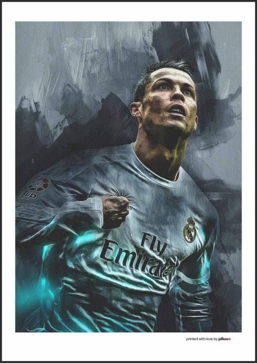 Ronaldo plagát 50x70 cm s čiernym rámom a antireflexným sklom. Prémiový plagát na stenu, ktorý oživí každú miestnosť