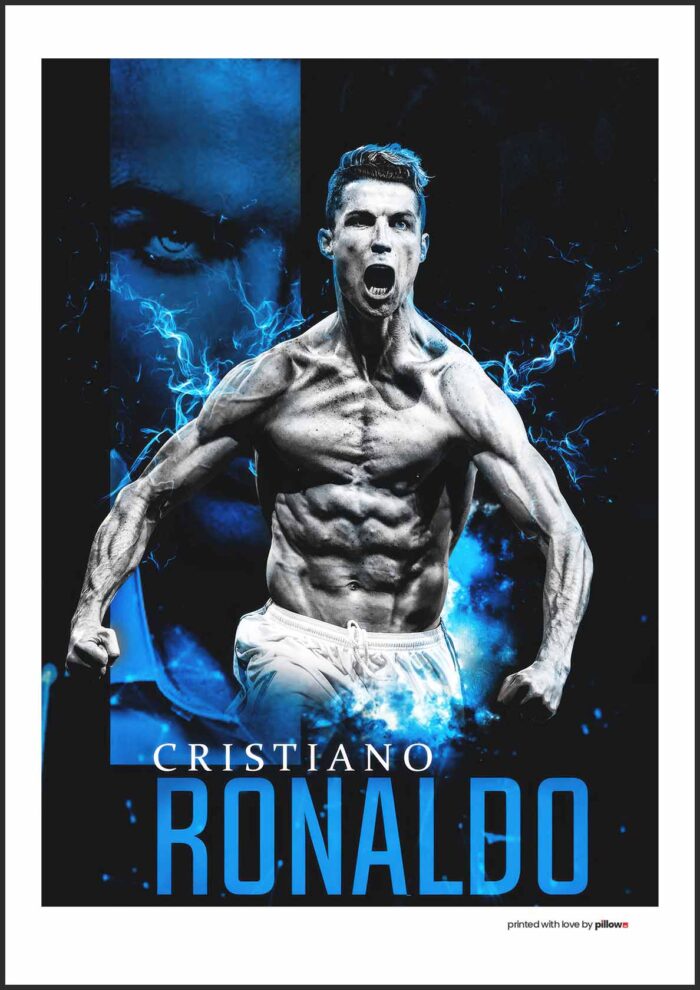 Cristiano Ronaldo poster 100x70 cm s čierno-bielym dizajnom a kvalitným plátnom. Ideálny plagát do moderného interiéru