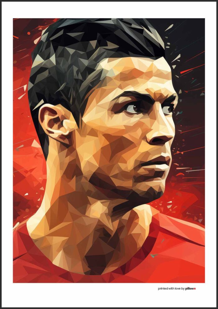 Stálofarebný poster Cristiano Ronaldo 100x70 cm s antireflexným sklom a kvalitným plátnom. Skvelý plagát na stenu do každej izby