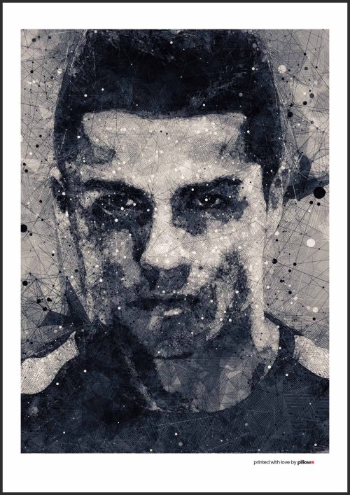 Plagát Cristiano Ronaldo 50x70 cm v červeno-čiernom dizajne s hliníkovým rámom. Perfektný plagát na stenu pre fanúšikov futbalu