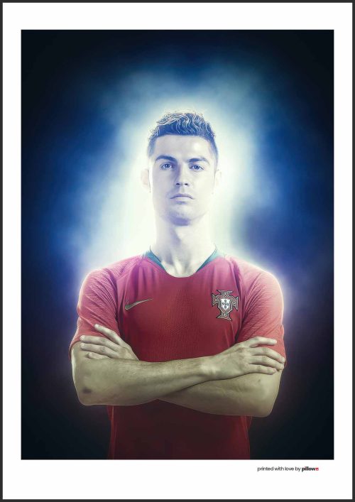 Dekoratívny plagát futbalistu Cristiana Ronalda, vysoko kvalitná tlač, dostupné rozmery, ideálne na stenu alebo ako darček fanúšikovi.