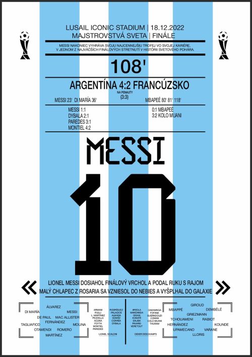 Plagát s futbalovou spomienkou Messi, finále MS 2002