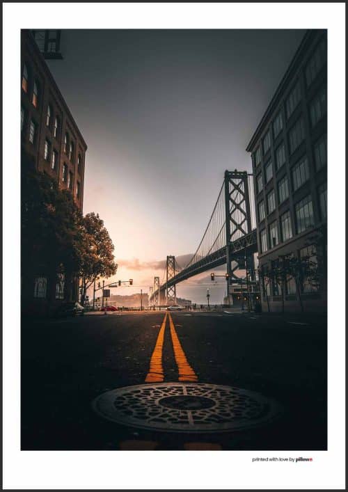 Plagát so záberom na San Francisco, moderný dizajn, kvalitná tlač, vhodný na zavesenie, ideálny do izby či kancelárie.