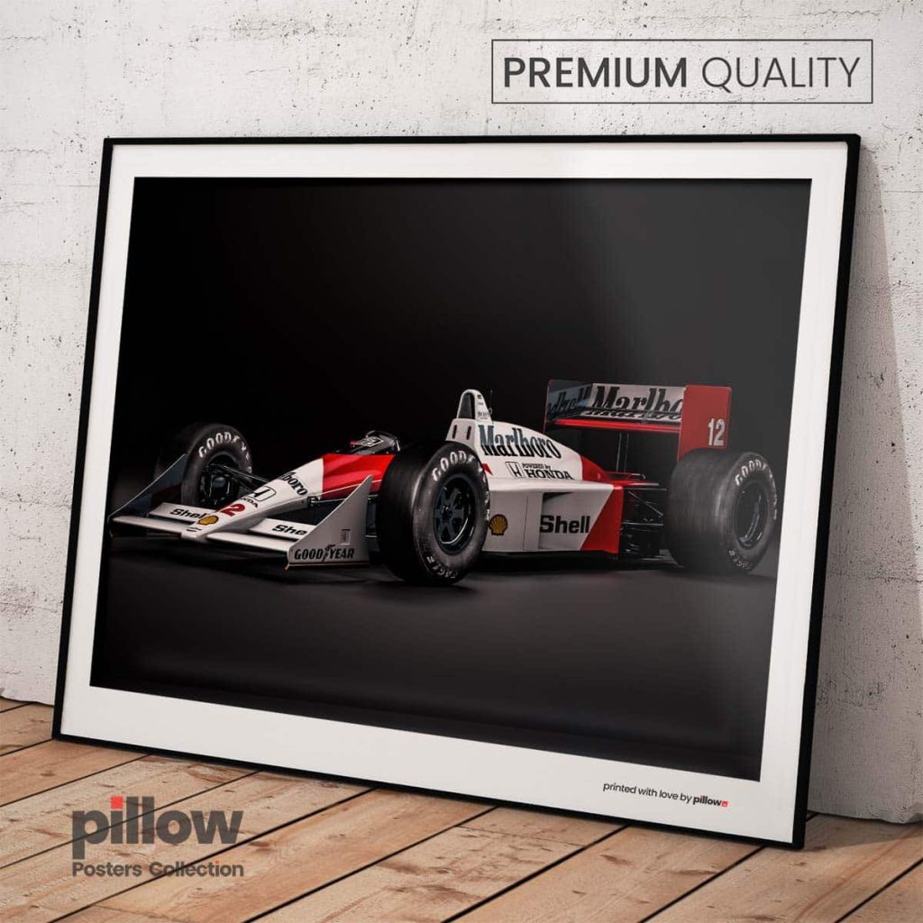 Séria plagátov McLaren MP4 – ikonický monopost zo sezóny 1988 v exkluzívnom dizajne pre pravých fanúšikov pretekov F1.