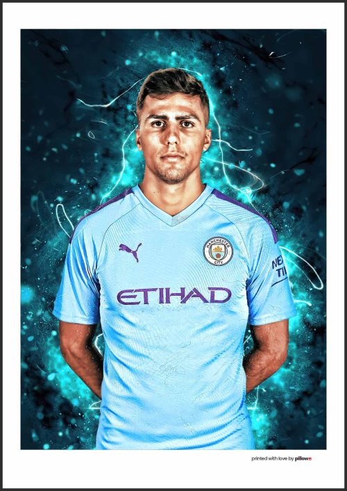 Plagát Rodri, profesionálna tlač na kvalitný fotopapier, ideálny doplnok pre fanúšikov futbalu.