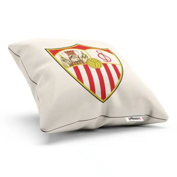 Dekoračný vankúšik s logom Sevilla FC v bielej farbe