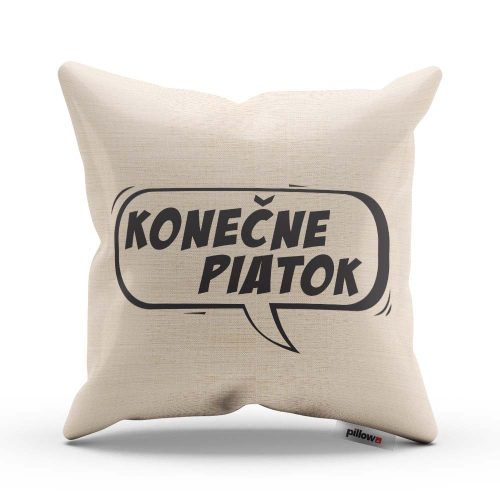Vankúš s nápisom Konečne piatok!
