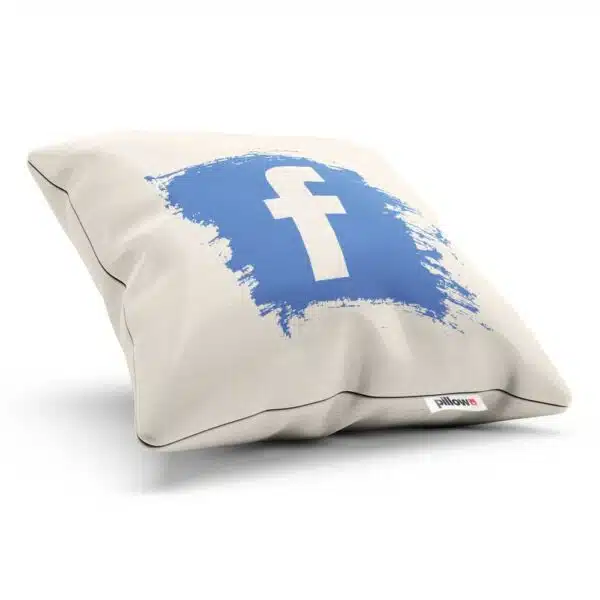 Jedinečný vankúši Facebook z kvalitnej bavlny s modrým logom