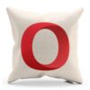 Bielo červený dekoračný vankúš s logom mobilného internetového prehliadača Opera Mini
