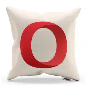 Bielo červený dekoračný vankúš s logom mobilného internetového prehliadača Opera Mini