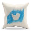 Vankúš s logom Twitter Vtáčik pre každého správneho geeka ušitý z bavlny