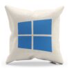 Biely vankúšik s modrým logom operačného systému Windows 10