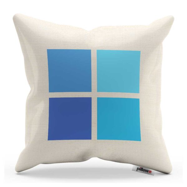 Biely vankúšik s modrým logom operačného systému Windows 11
