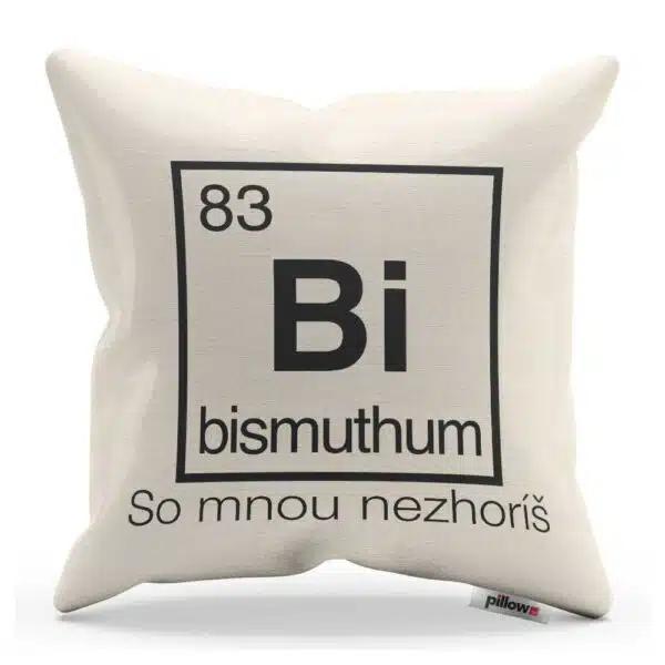 Bavlnený vankúš s obliečkou a nápisom Bizmut