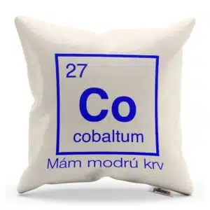 Vankúš s chemickým prvkom Kobalt a vtipný nápis