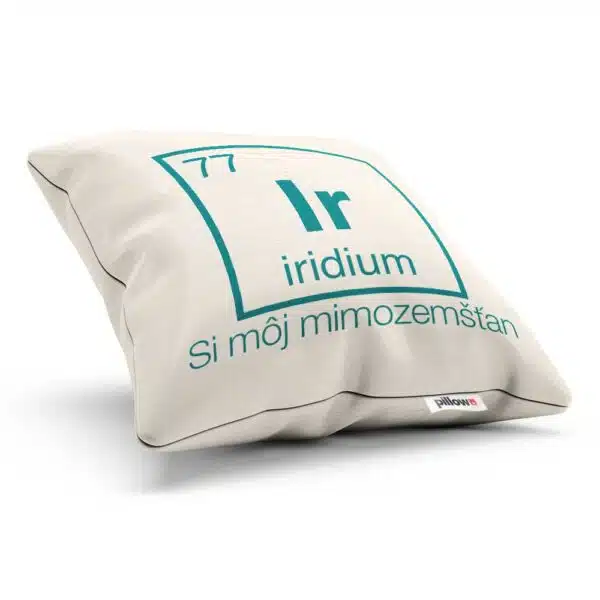 Bavlnený vankúšik s obliečkou a nápisom Iridium