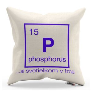 Vankúš s chemickým prvkom Fosfor a vtipným nápisom