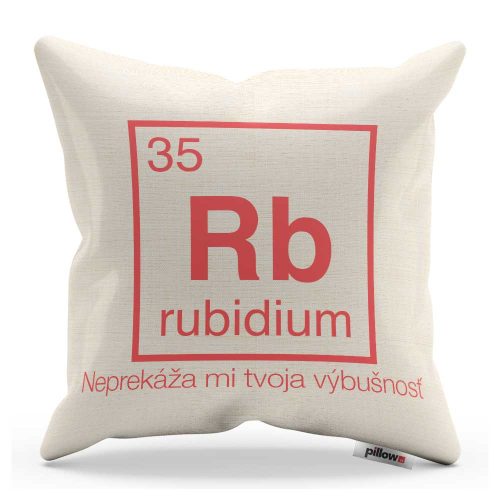 Bavlnený vankúš s obliečkou a nápisom Rubídium