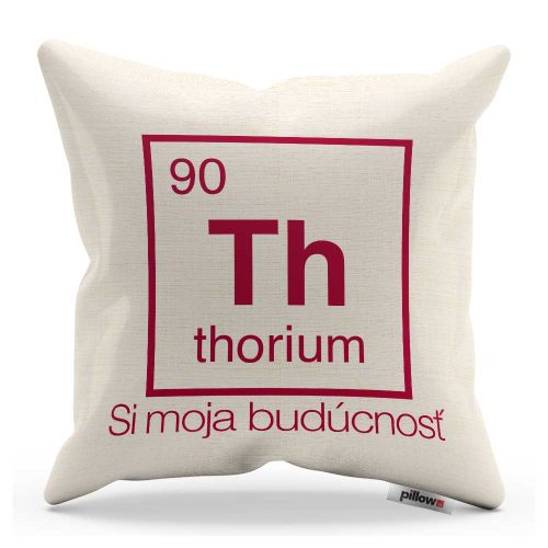 Vankúš s chemickým prvkom Thorium a vtipným nápisom