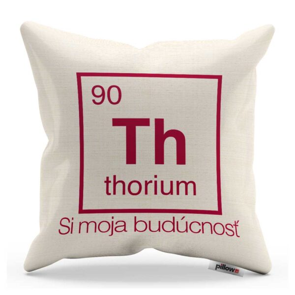 Vankúš s chemickým prvkom Thorium a vtipným nápisom