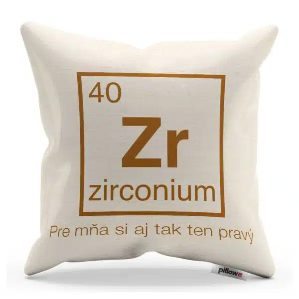 Bavlnený vankúš s obliečkou a nápisom Zirkónium